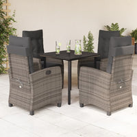 Set da Pranzo da Giardino 5 pz con Cuscini in Polyrattan Grigio 3212793