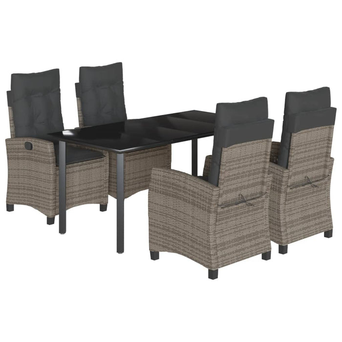 Set da Pranzo da Giardino 5 pz con Cuscini in Polyrattan Grigio 3212796