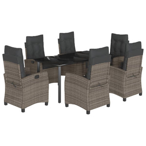 Set da Pranzo da Giardino 7 pz con Cuscini in Polyrattan Grigio 3212798