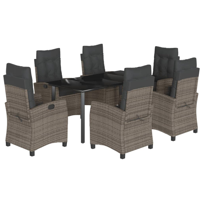 Set da Pranzo da Giardino 7 pz con Cuscini in Polyrattan Grigio 3212798