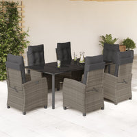 Set da Pranzo da Giardino 7 pz con Cuscini in Polyrattan Grigio 3212798