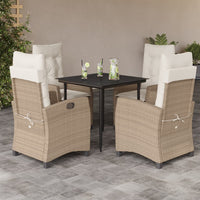 Set da Pranzo da Giardino 5 pz con Cuscini Beige in Polyrattan 3212803