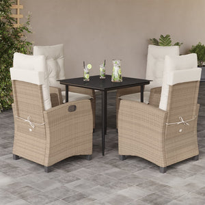 Set da Pranzo da Giardino 5 pz con Cuscini Beige in Polyrattancod mxl 111023