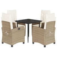 Set da Pranzo da Giardino 5 pz con Cuscini Beige in Polyrattan 3212804