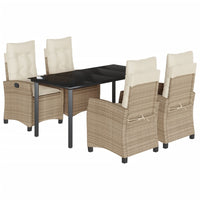 Set da Pranzo da Giardino 5 pz con Cuscini Beige in Polyrattancod mxl 87027