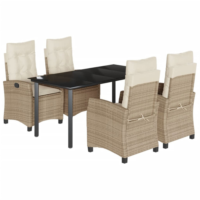 Set da Pranzo da Giardino 5 pz con Cuscini Beige in Polyrattancod mxl 87027