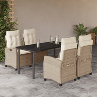 Set da Pranzo da Giardino 5 pz con Cuscini Beige in Polyrattancod mxl 87027