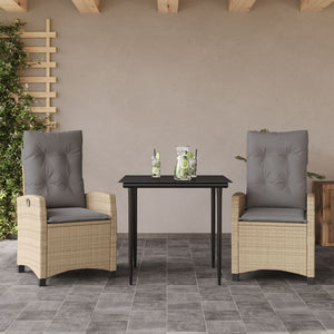 Set Pranzo da Giardino 3 pz con Cuscini Beige Misto Polyrattan 3212822