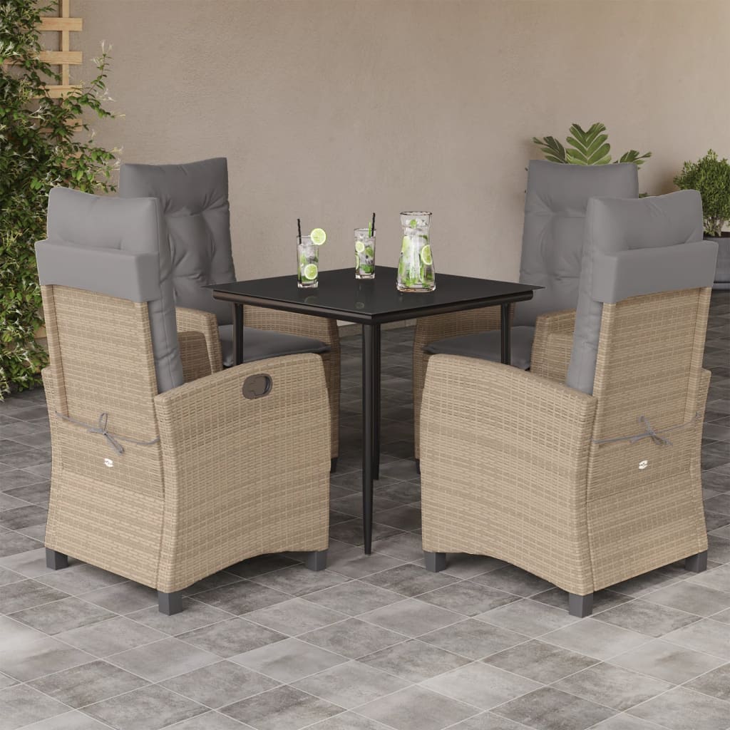 Set Pranzo da Giardino 5 pz con Cuscini Beige Misto Polyrattancod mxl 87038