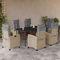 Set Pranzo da Giardino 7 pz con Cuscini Beige Misto Polyrattan 3212827