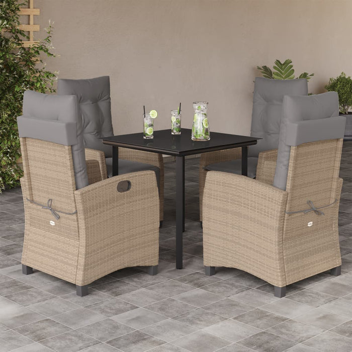 Set Pranzo da Giardino 5 pz con Cuscini Beige Misto Polyrattan 3212834