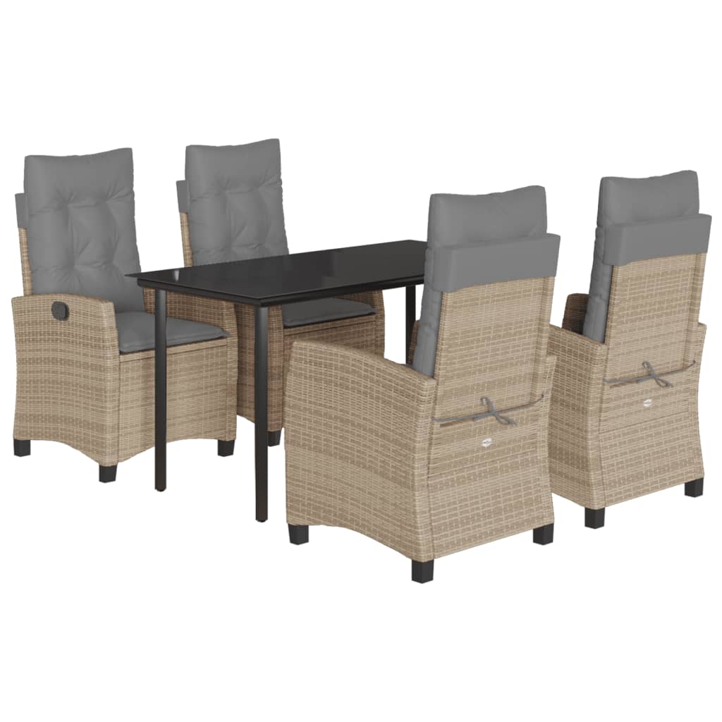 Set Pranzo da Giardino 5 pz con Cuscini Beige Misto Polyrattan 3212835