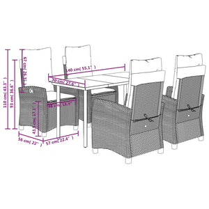 Set Pranzo da Giardino 5 pz con Cuscini Beige Misto Polyrattan 3212835