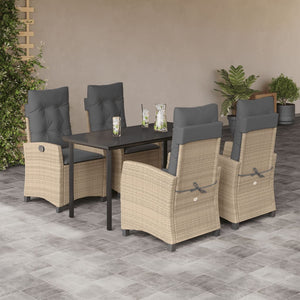 Set Pranzo da Giardino 5 pz con Cuscini Beige Misto Polyrattan 3212835