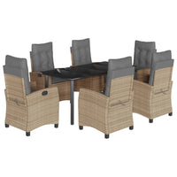 Set Pranzo da Giardino 7 pz con Cuscini Beige Misto Polyrattan 3212838