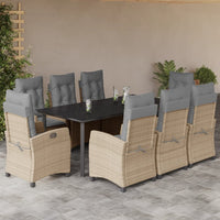 Set Pranzo da Giardino 9 pz con Cuscini Beige Misto Polyrattancod mxl 87045