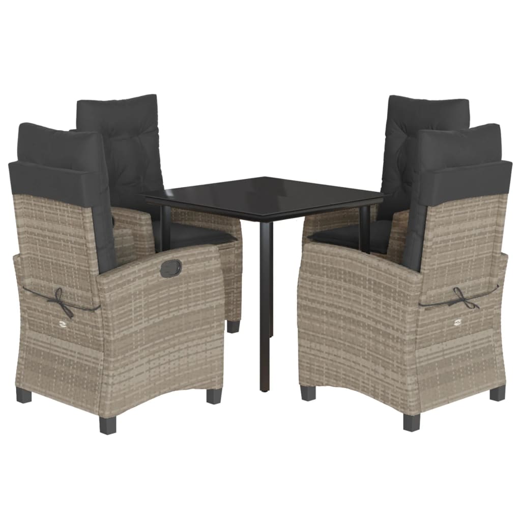 Set Pranzo da Giardino 5pz con Cuscini Grigio Chiaro Polyrattan 3212853