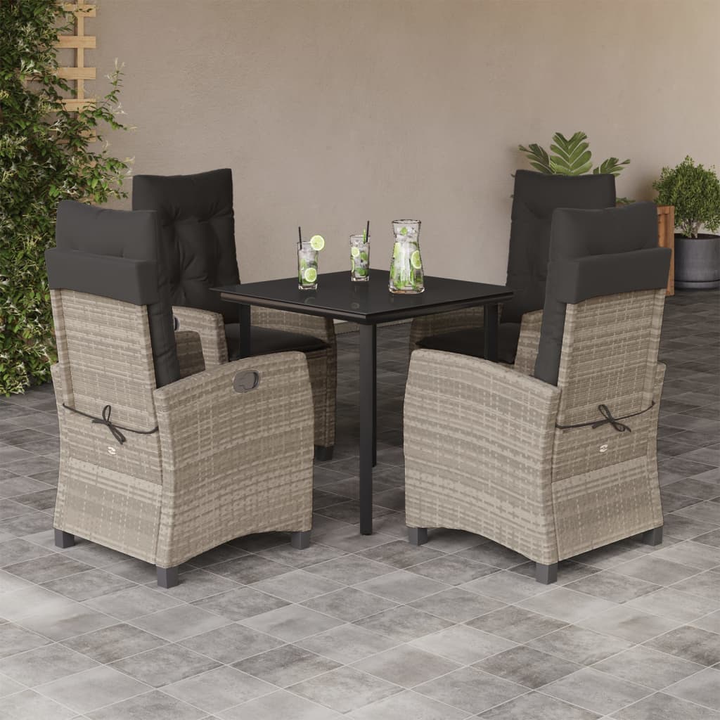 Set Pranzo da Giardino 5pz con Cuscini Grigio Chiaro Polyrattan 3212853