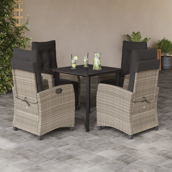 Set Pranzo da Giardino 5pz con Cuscini Grigio Chiaro Polyrattan 3212854