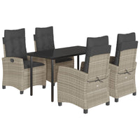 Set Pranzo da Giardino 5pz con Cuscini Grigio Chiaro Polyrattan 3212855