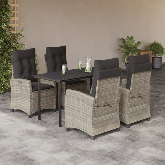 Set Pranzo da Giardino 5pz con Cuscini Grigio Chiaro Polyrattan 3212855