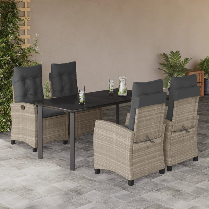 Set Pranzo da Giardino 5pz con Cuscini Grigio Chiaro Polyrattan 3212856