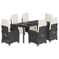 Set da Pranzo da Giardino 7 pz Nero con Cuscini in Polyrattan 3212886