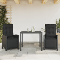 Set da Pranzo da Giardino 3 pz con Cuscini Nero in Polyrattan 3212888