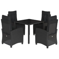 Set da Pranzo da Giardino 5 pz Nero con Cuscini in Polyrattan 3212889