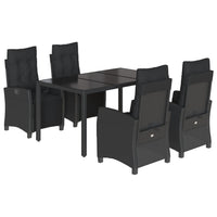 Set da Pranzo da Giardino 5 pz Nero con Cuscini in Polyrattan 3212890