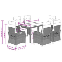 Set da Pranzo da Giardino 7 pz Nero con Cuscini in Polyrattan 3212891