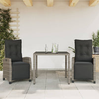 Set da Pranzo da Giardino 3 pz con Cuscini in Polyrattan Grigio 3212894