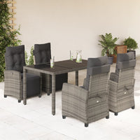 Set da Pranzo da Giardino 5 pz con Cuscini in Polyrattan Grigiocod mxl 87005