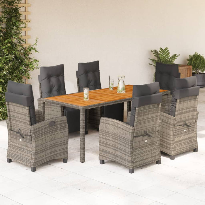 Set da Pranzo da Giardino 7 pz con Cuscini in Polyrattan Grigio 3212916