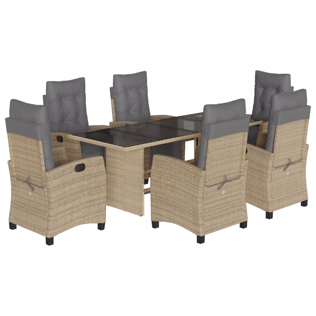 Set Pranzo da Giardino 7 pz con Cuscini Beige Misto Polyrattan 3212928