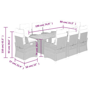 Set Pranzo da Giardino 9 pz con Cuscini Beige Misto Polyrattan 3212943