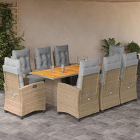 Set Pranzo da Giardino 9 pz con Cuscini Beige Misto Polyrattan 3212943