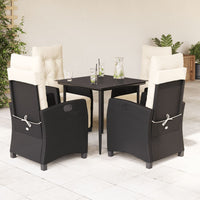 Set da Pranzo da Giardino 5 pz Nero con Cuscini in Polyrattan 3212947