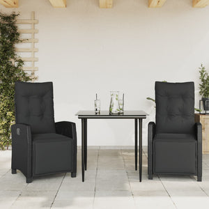 Set da Pranzo da Giardino 3 pz con Cuscini Nero in Polyrattan 3212960