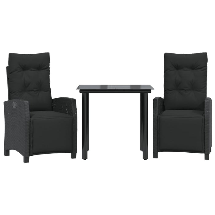 Set da Pranzo da Giardino 3 pz con Cuscini Nero in Polyrattancod mxl 111086