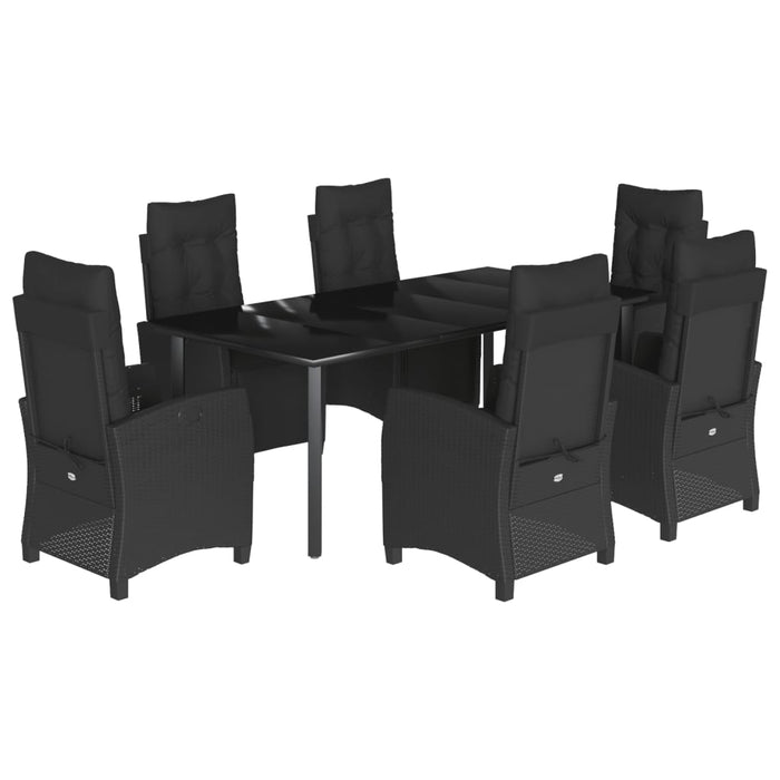 Set da Pranzo da Giardino 7 pz Nero con Cuscini in Polyrattan 3212972