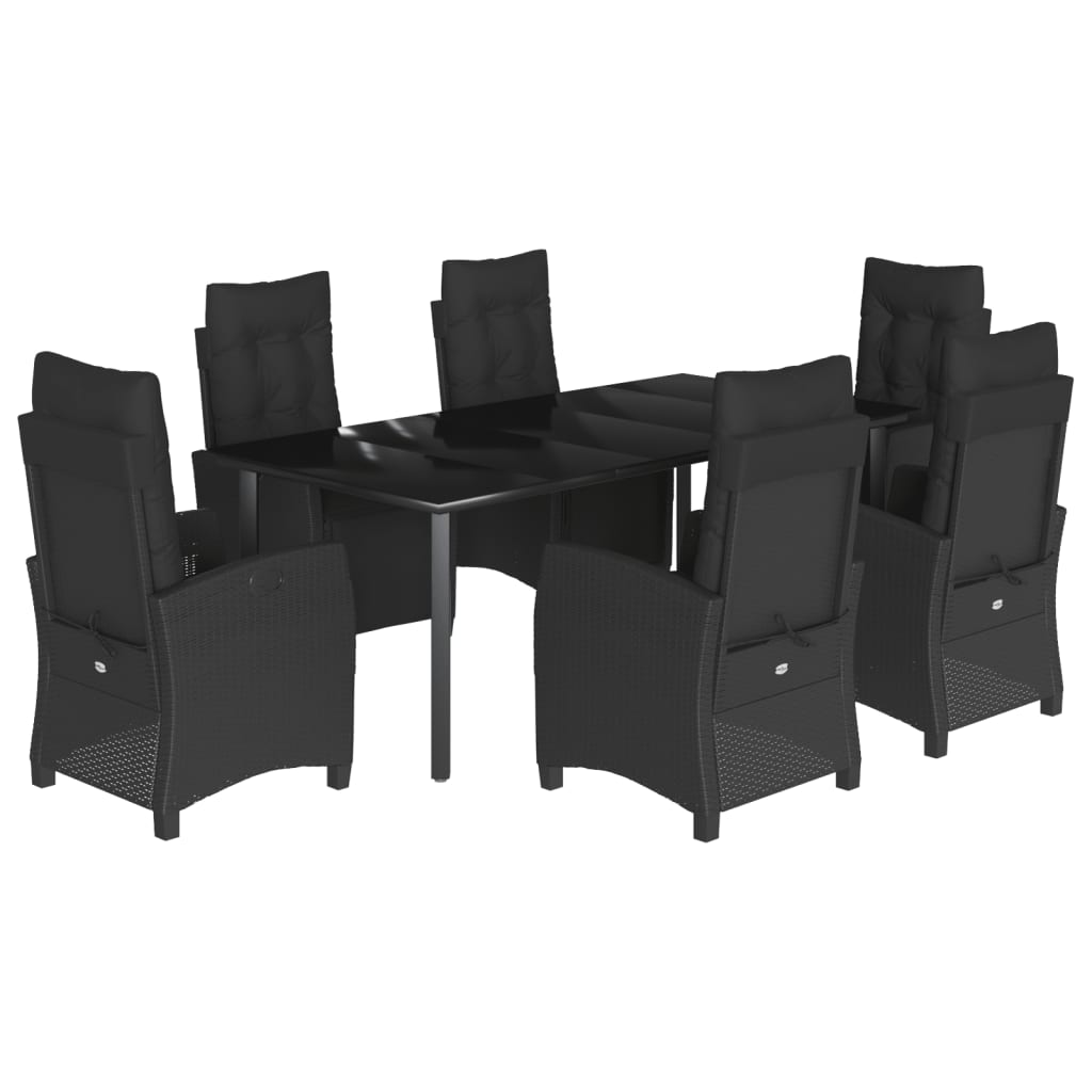 Set da Pranzo da Giardino 7 pz Nero con Cuscini in Polyrattancod mxl 87076