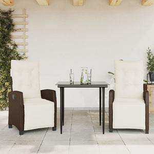 Set da Pranzo da Giardino 3pz con Cuscini in Polyrattan Marrone 3212974