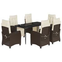 Set da Pranzo da Giardino 7pz con Cuscini in Polyrattan Marrone 3212978