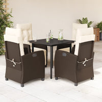 Set da Pranzo da Giardino 5pz con Cuscini in Polyrattan Marrone 3212982