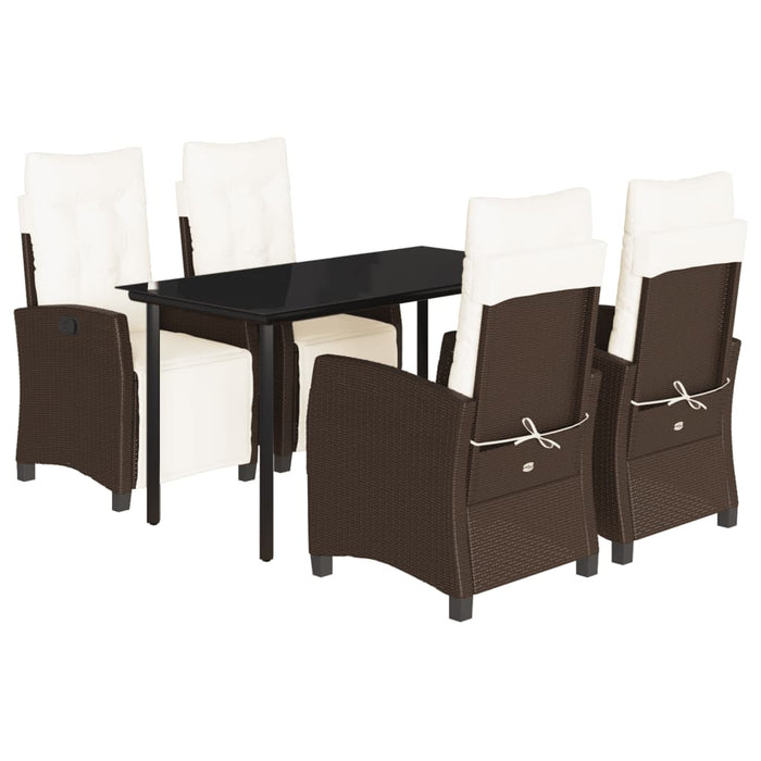 Set da Pranzo da Giardino 5pz con Cuscini in Polyrattan Marrone 3212983