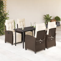 Set da Pranzo da Giardino 5pz con Cuscini in Polyrattan Marrone 3212983