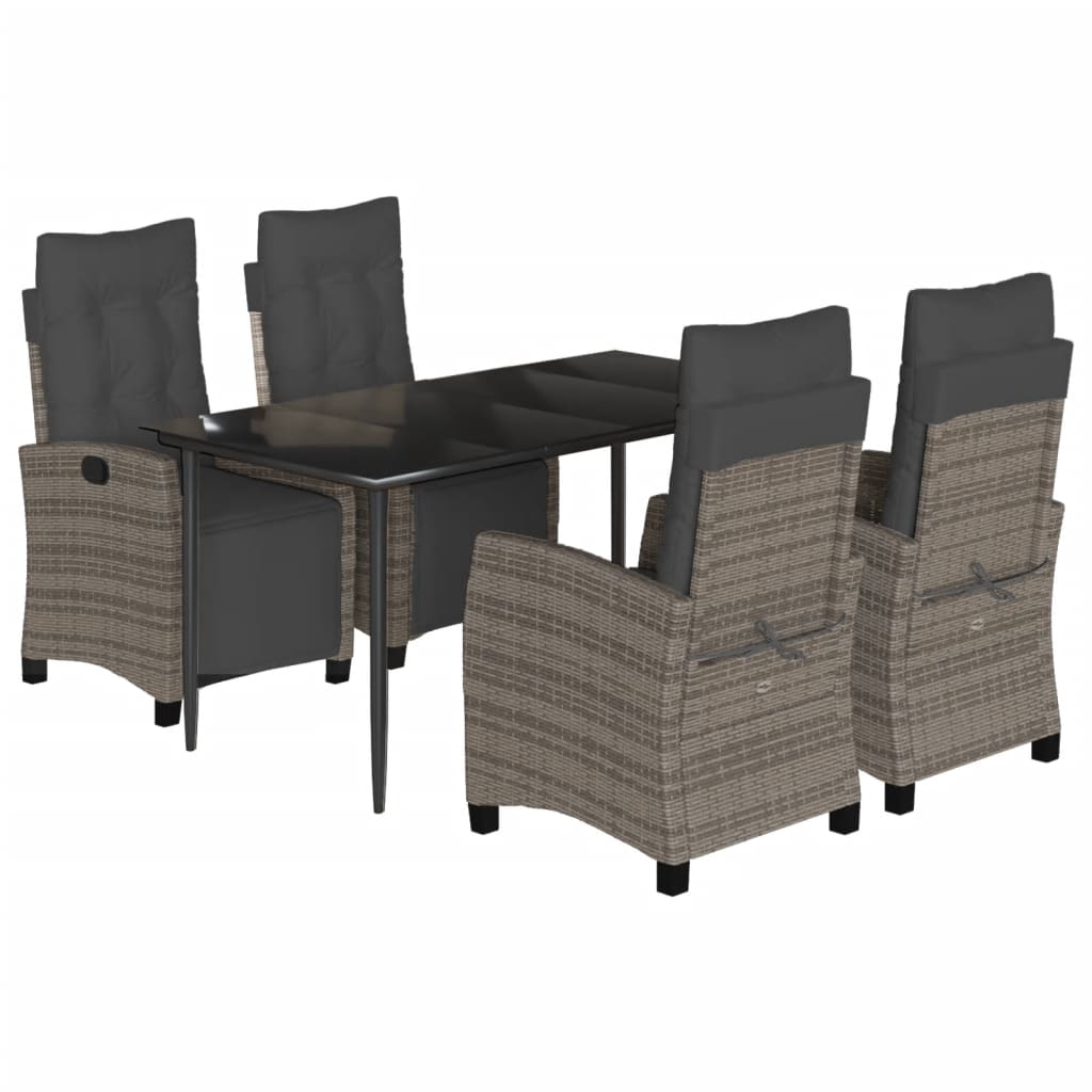 Set da Pranzo da Giardino 5 pz con Cuscini in Polyrattan Grigio 3212991