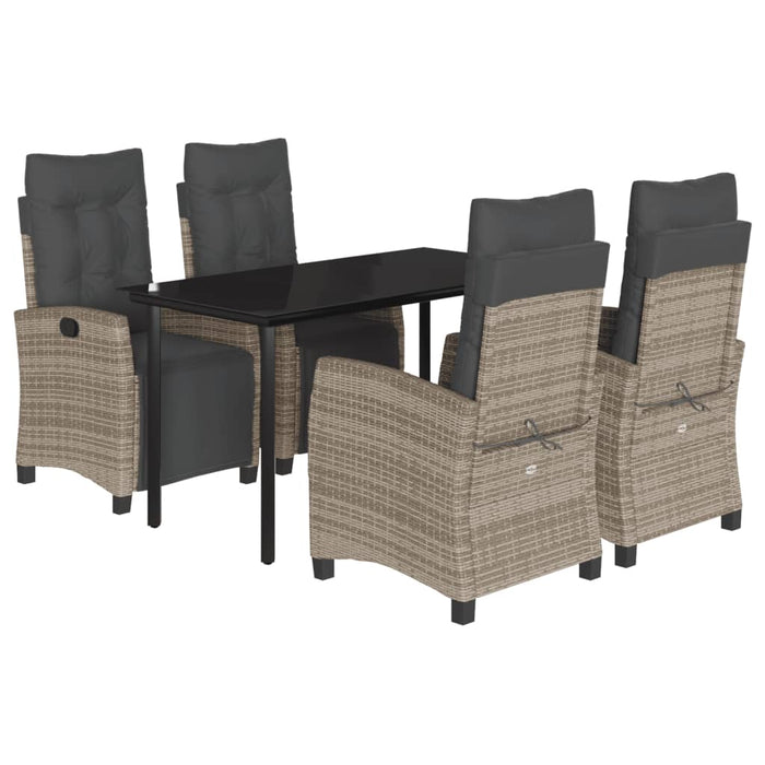 Set da Pranzo da Giardino 5 pz con Cuscini in Polyrattan Grigio 3212997