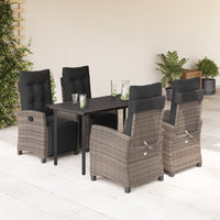 Set da Pranzo da Giardino 5 pz con Cuscini in Polyrattan Grigio 3212997